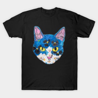 Blue floral kitty T-Shirt